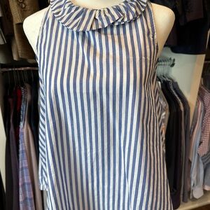 Pomander Place Blue and White Striped Sleeveless Blouse